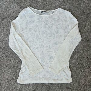 Place Cream and See Through Patterned Girls Large (10-12) Long Sleeve Top